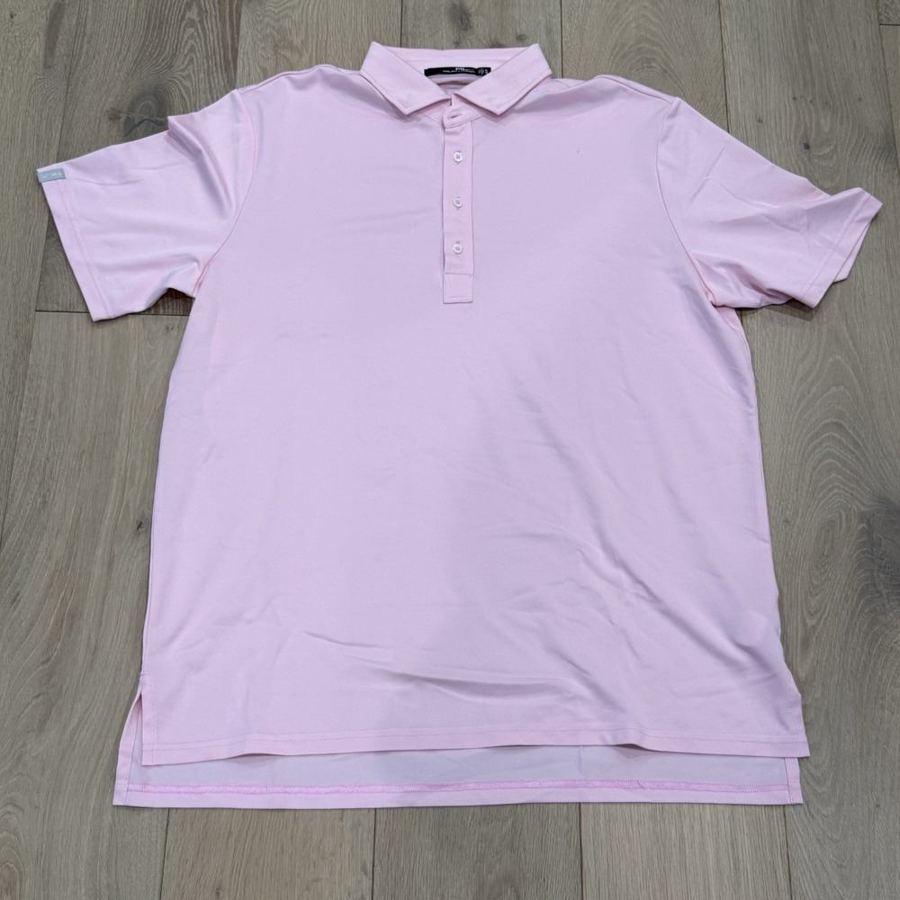 RLX Ralph Lauren Mens Golf Polo Shirt Pink Moisture Wicking Size XL Preppy Sport